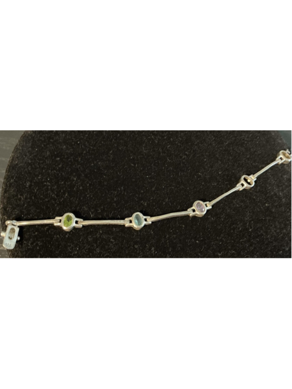Vtg 925 Silver Bracelet Lot 2pc Italian Scallop Shell & Rainbow Multi Gemstone. - Picture 4 of 8